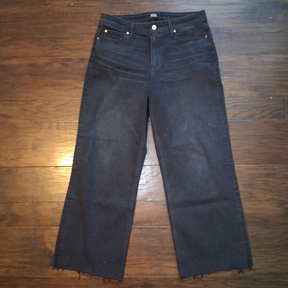 PAIGE Nellie High Rise Wide Leg Raw Hem Ankle Jeans - Picture 2 of 12